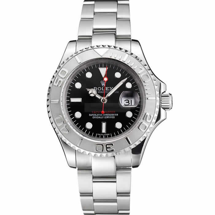 Swiss Rolex Yacht-Master Black Dial Stainless Steel Case And Bracelet