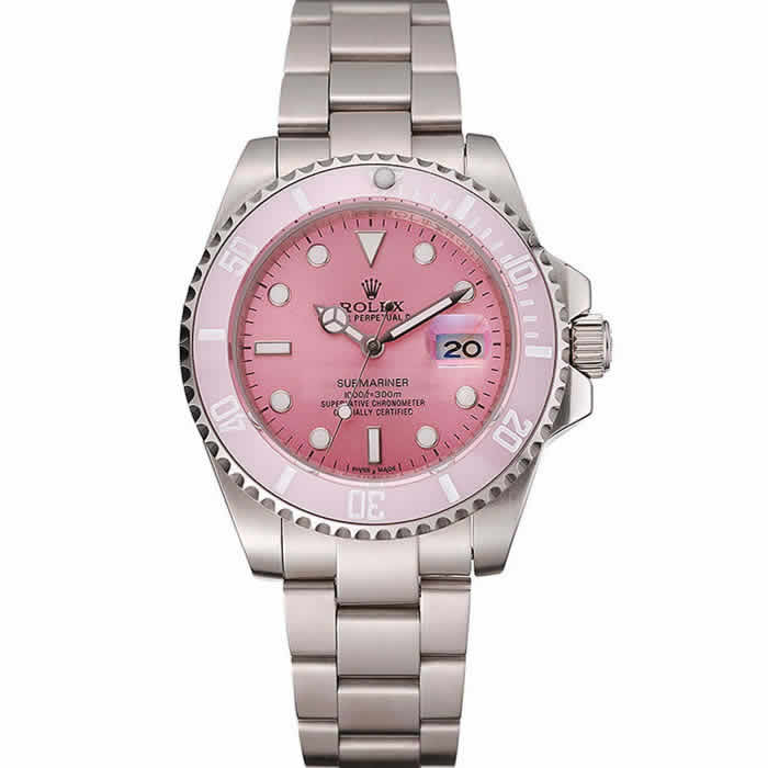 Swiss Rolex Submariner Pink Dial Pink Bezel Stainless Steel Bracelet 1453980