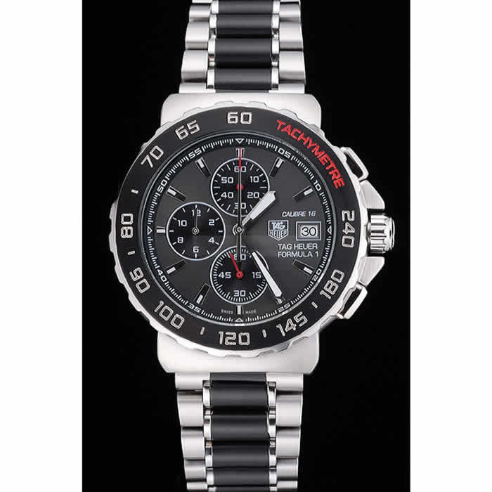 Tag Heuer Formula 1 Calibre 16 Chronograph Black Dial Two Tone Stainless Steel Band   622413